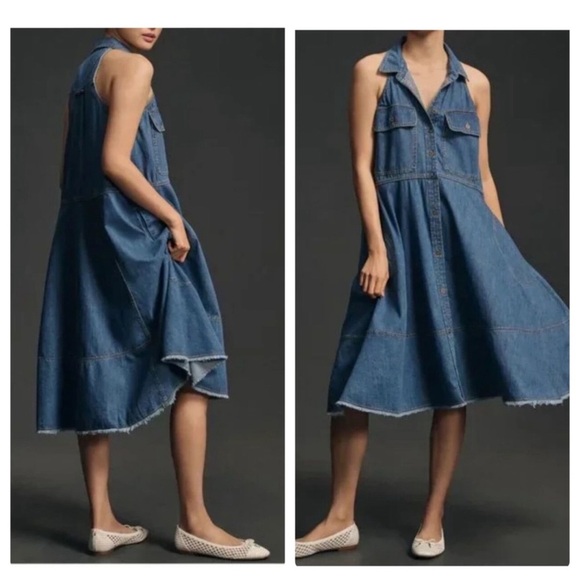 Anthropologie Dresses & Skirts - Anthropologie Pilcro Sleeveless Halter Swing Midi Dress